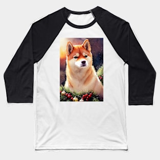 Watercolor shiba inu Baseball T-Shirt